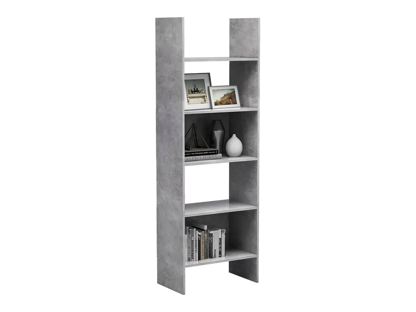 Estantería de madera contrachapada gris hormigón 60x35x180 cm
