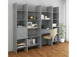 Estantería de madera contrachapada gris hormigón 60x35x180 cm