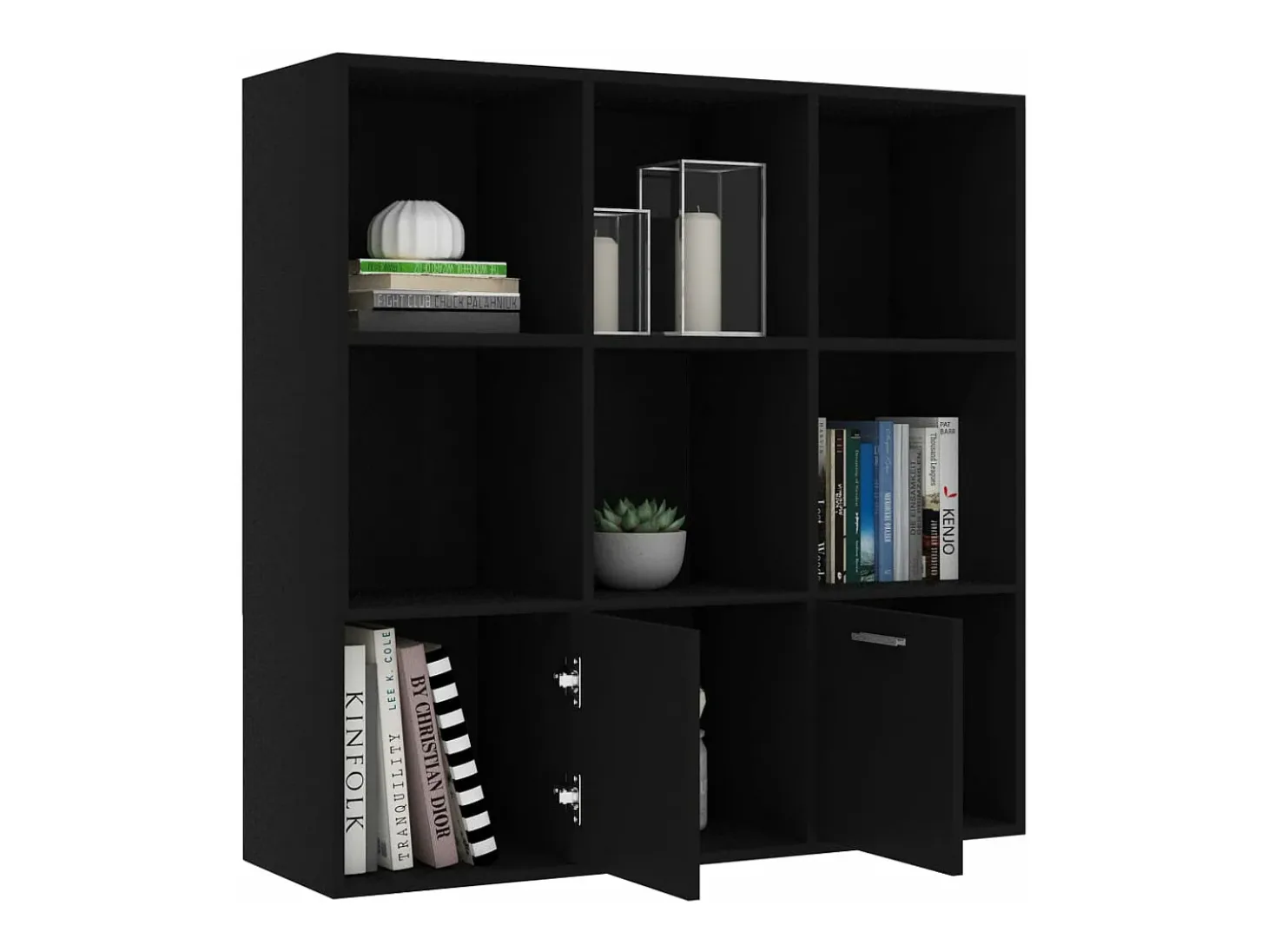 Estantería de madera contrachapada negro 98x30x98 cm