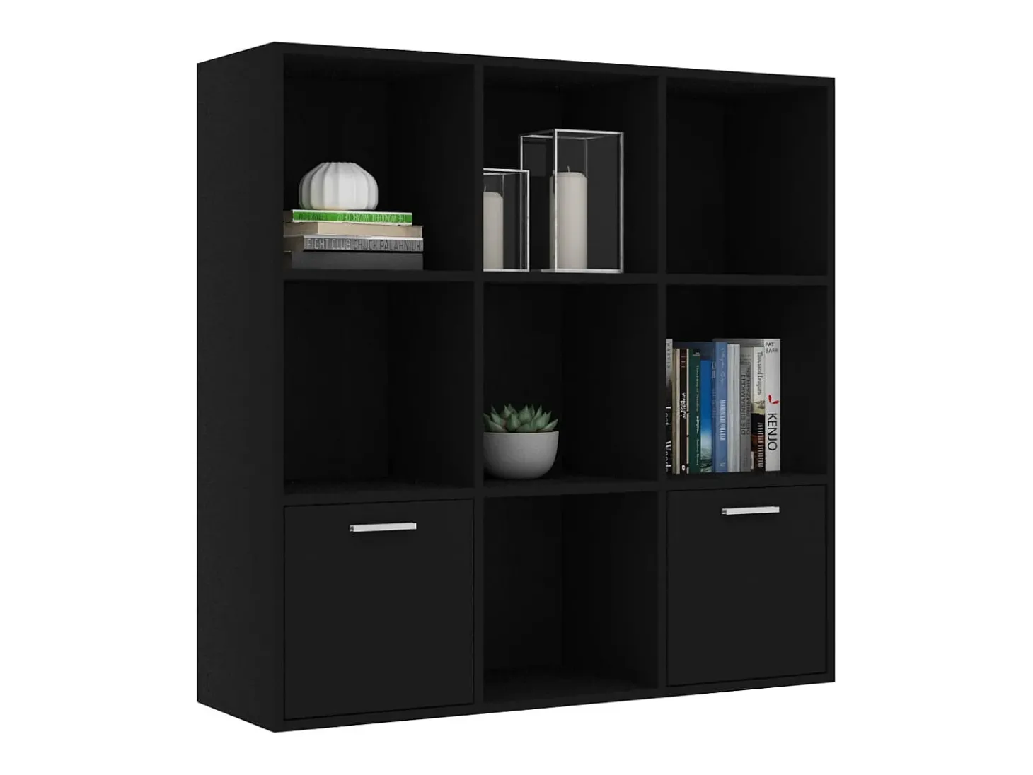 Estantería de madera contrachapada negro 98x30x98 cm