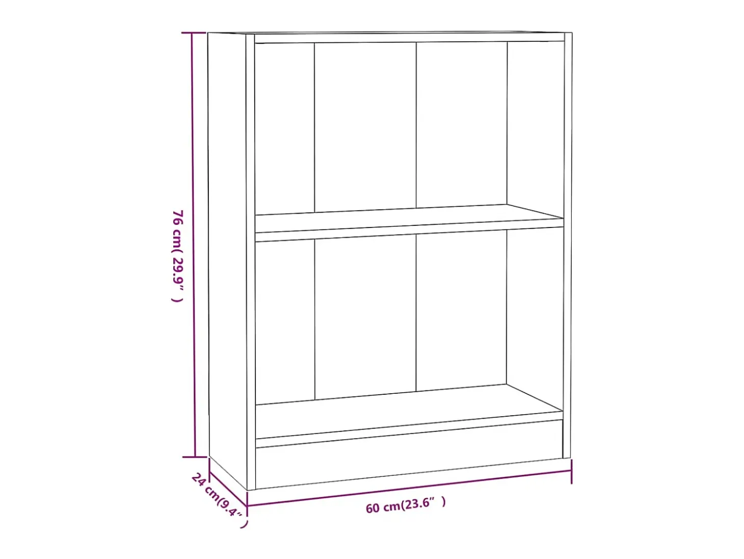 Estantería de madera contrachapada roble ahumado 60x24x74,5 cm