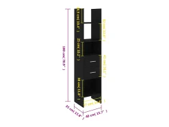 Estantería de madera contrachapada negro 40x35x180 cm