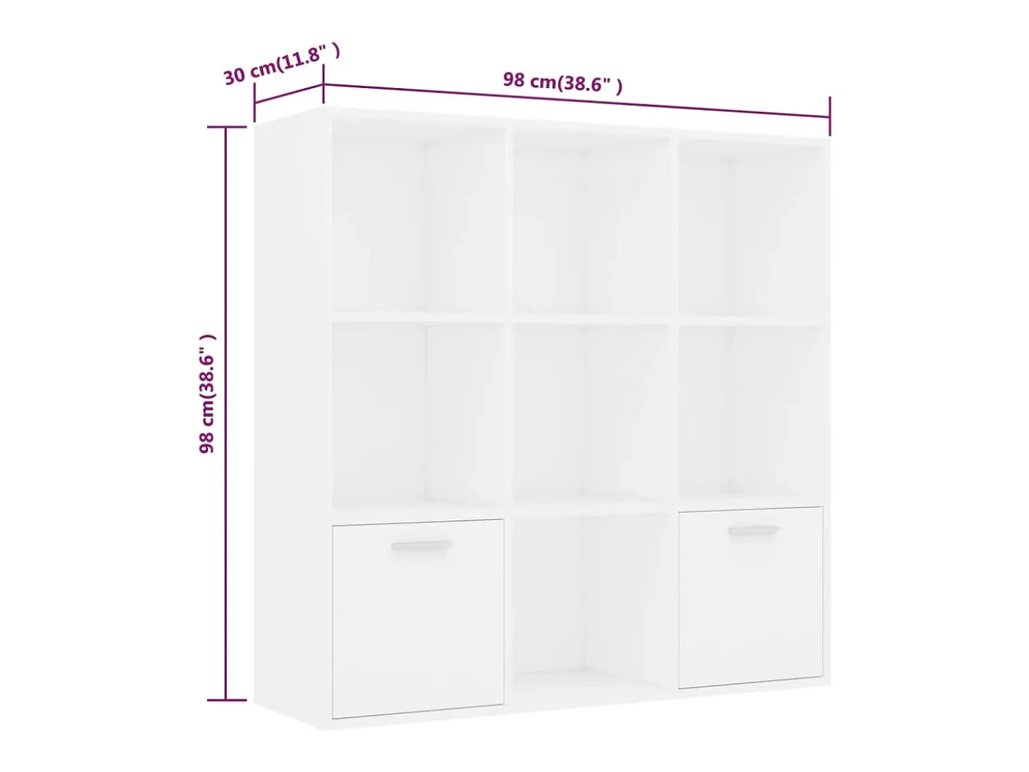 Estantería de madera contrachapada blanco 98x30x98 cm
