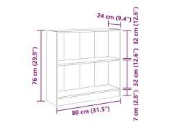 Estantería de madera contrachapada gris hormigón 80x24x75 cm