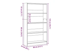 Estantería de madera de ingeniería roble Sonoma 80x24x143 cm