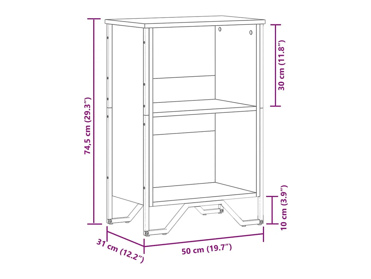 Estantería de madera de ingeniería marrón roble 50x31x74,5 cm