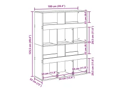 Estantería de madera de ingeniería roble Sonoma 100x33x125,5 cm