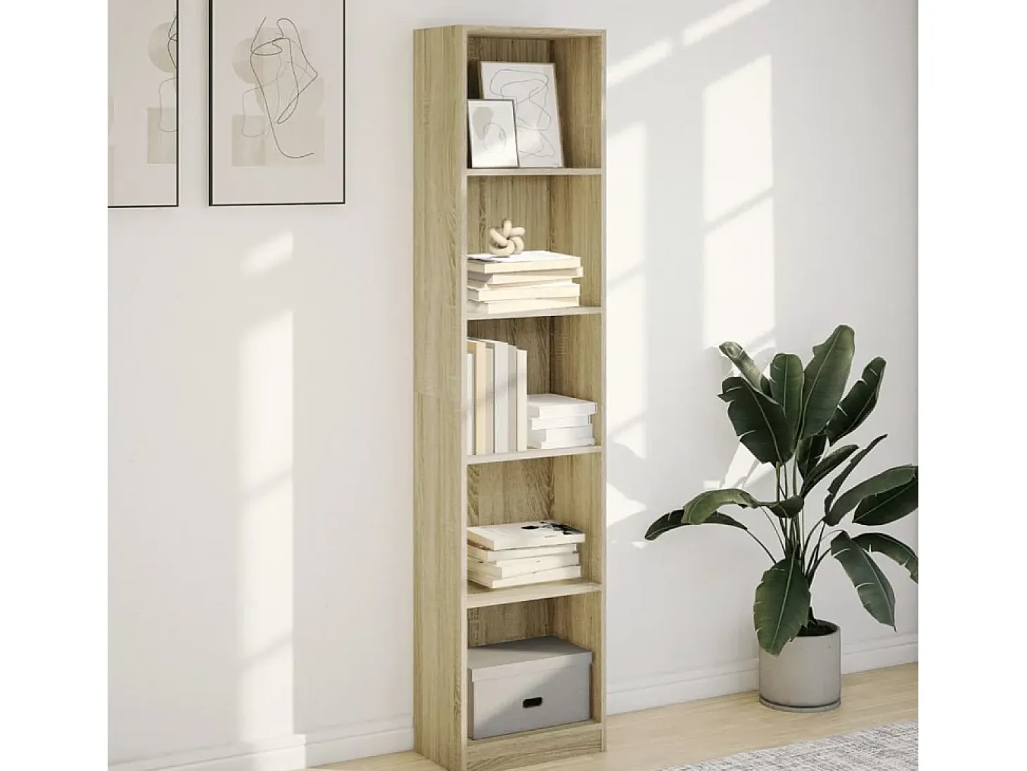 Estantería de madera de ingeniería roble Sonoma 40x24x176 cm