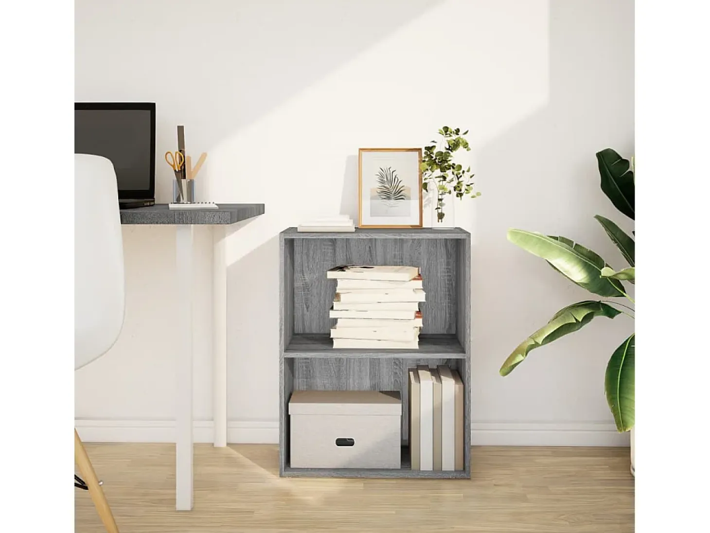 Estantería de madera de ingeniería gris Sonoma 60x30x77 cm