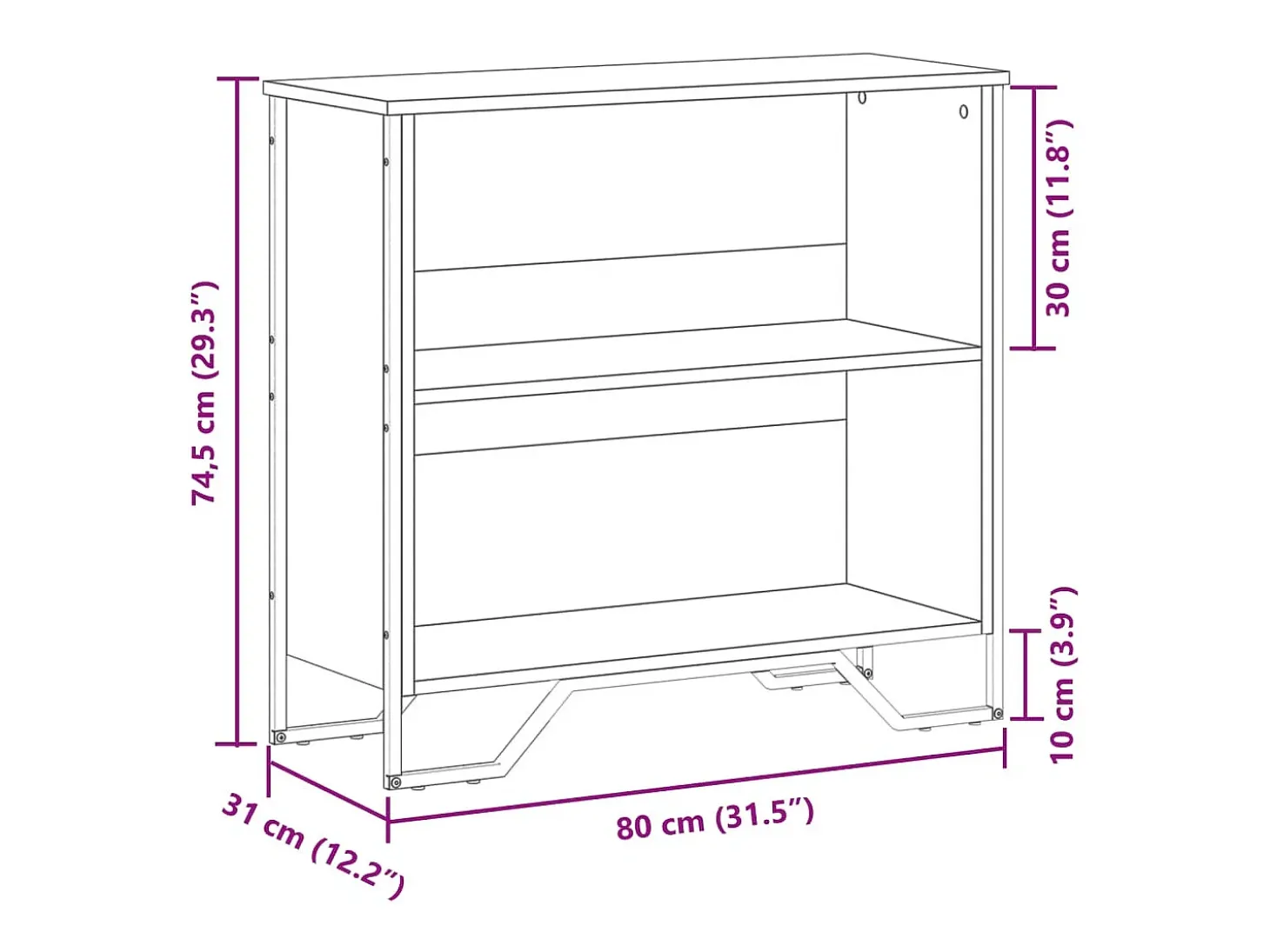 Estantería de madera de ingeniería marrón roble 80x31x74,5 cm