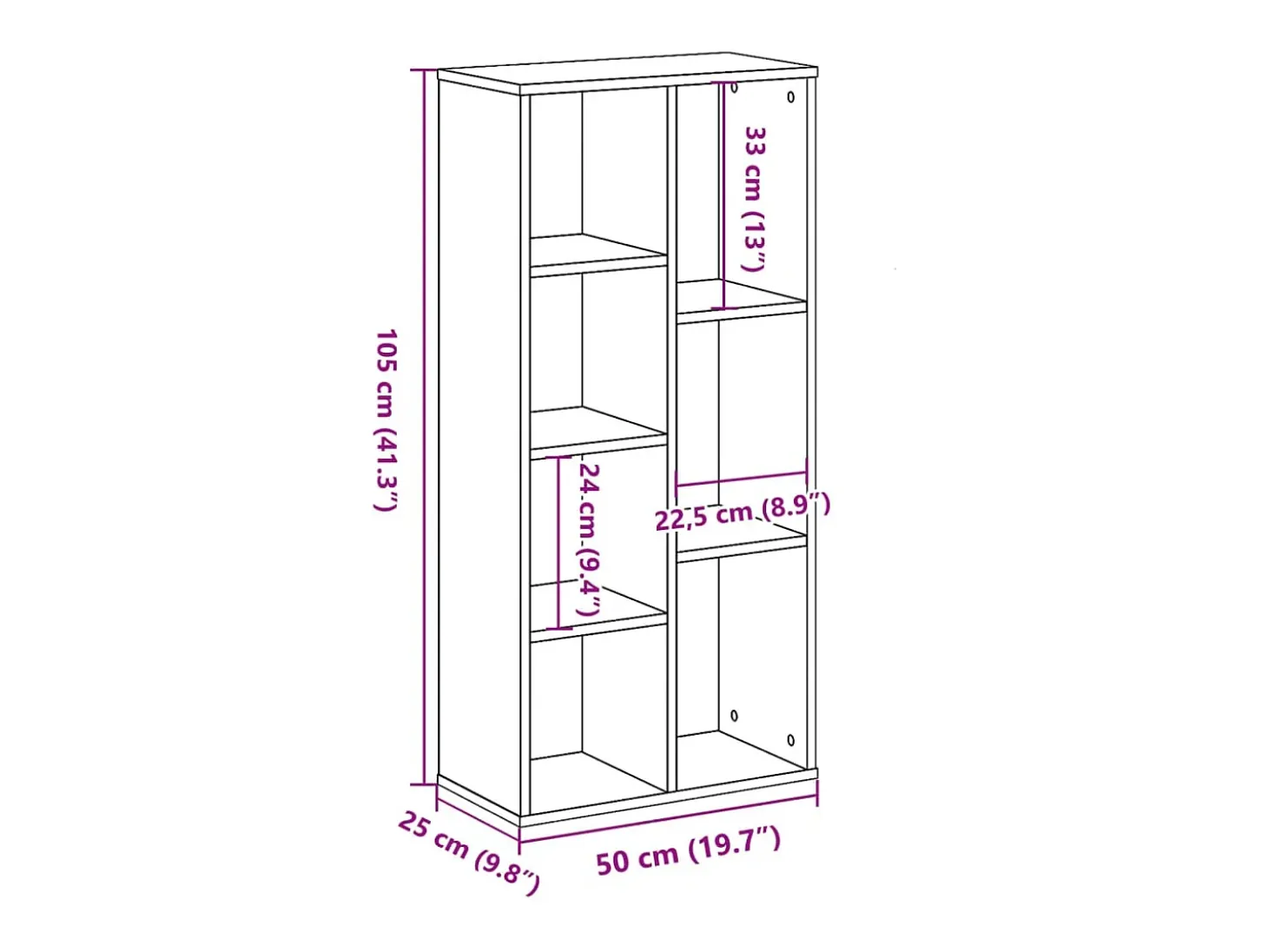 Estantería de madera de ingeniería blanca 50x25x105 cm