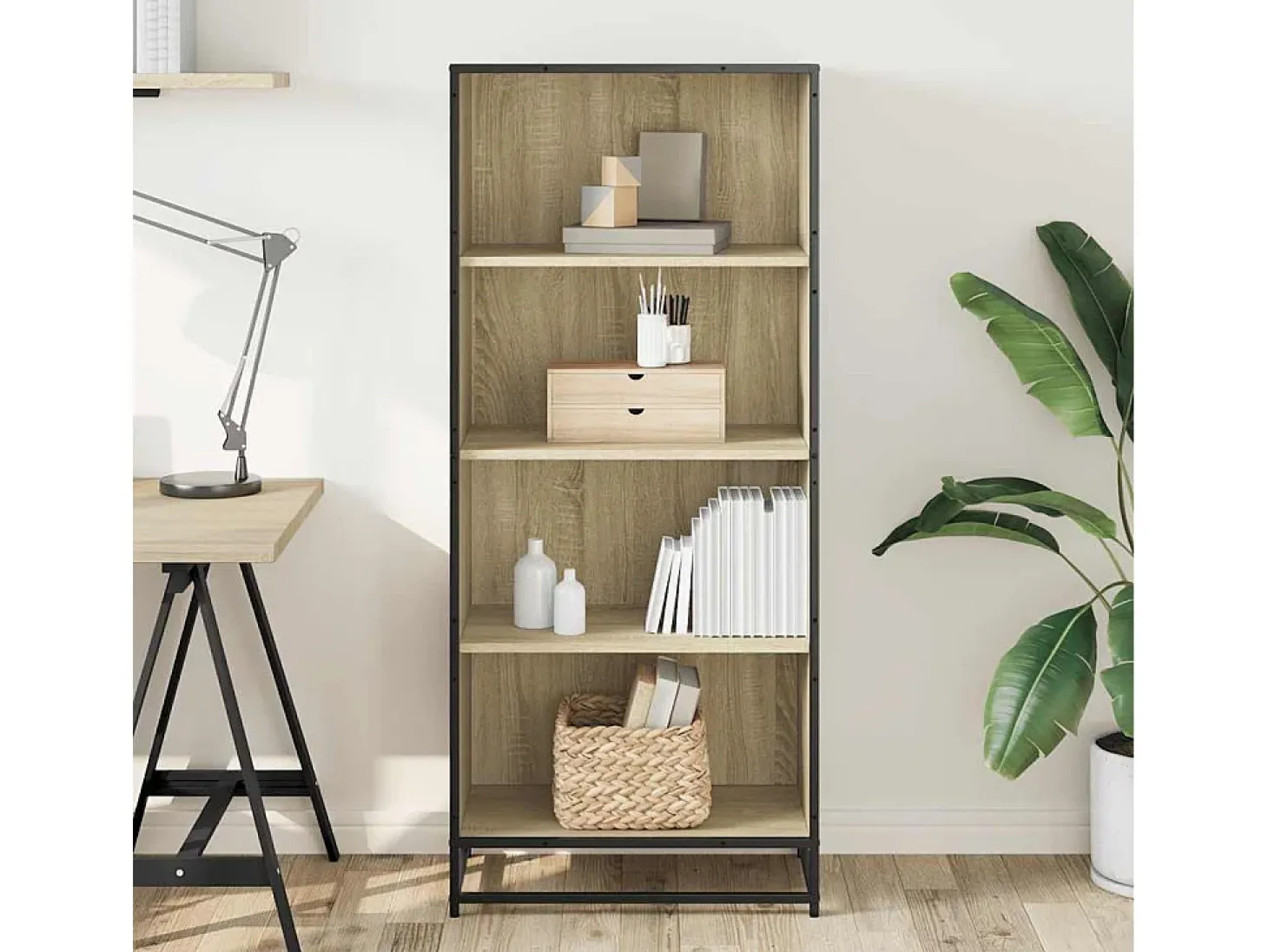 Estantería de madera de ingeniería roble Sonoma 60x35x139 cm