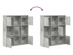 Estantería de madera de ingeniería gris hormigón 89x24x101,5 cm