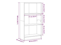 Estantería de madera de ingeniería negra 60x24x109 cm