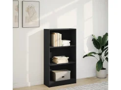 Estantería de madera de ingeniería negra 60x24x109 cm