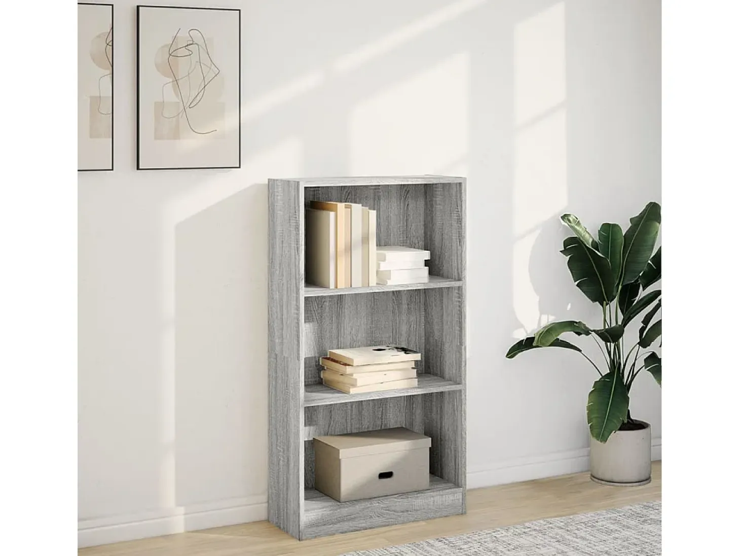 Estantería de madera de ingeniería gris Sonoma 60x24x109 cm