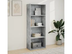 Estantería de madera de ingeniería gris hormigón 60x30x152 cm