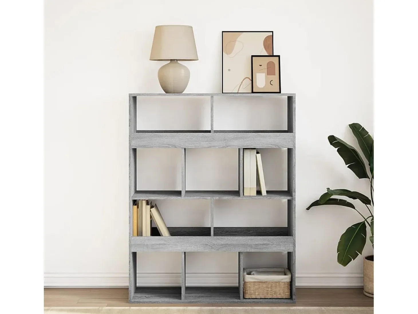 Estantería de madera de ingeniería gris Sonoma 100x33x125,5 cm