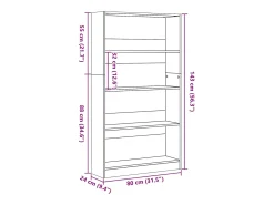 Estantería de madera de ingeniería gris Sonoma 80x24x143 cm