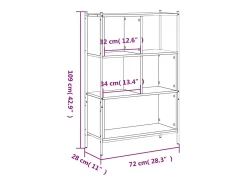 Estantería de madera de ingeniería negra 72x28x109 cm