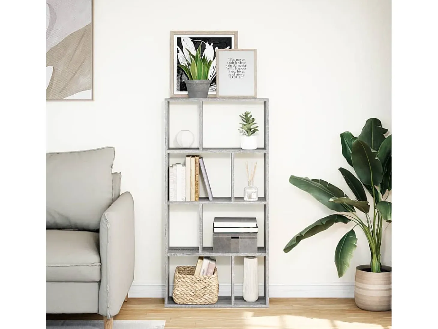 Estantería de madera de ingeniería gris Sonoma 60x20x120 cm