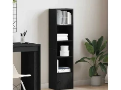 Estantería de madera de ingeniería roble negro 31x24x127 cm