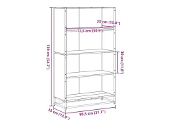 Estantería de madera de ingeniería marrón roble 80,5x35x139 cm