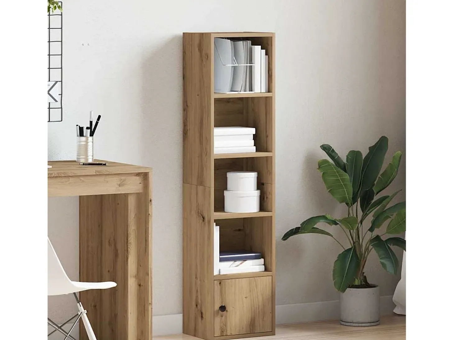 Estantería de madera de ingeniería roble artisan 31x24x127 cm