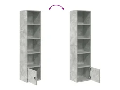 Estantería de madera de ingeniería gris hormigón 31x24x127 cm