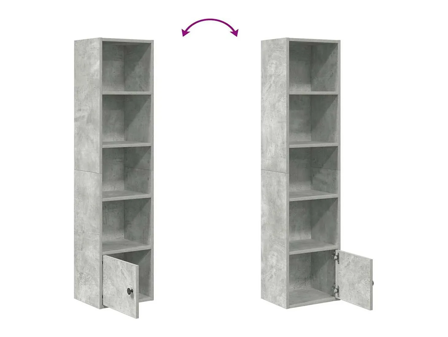 Estantería de madera de ingeniería gris hormigón 31x24x127 cm