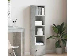 Estantería de madera de ingeniería gris hormigón 31x24x127 cm
