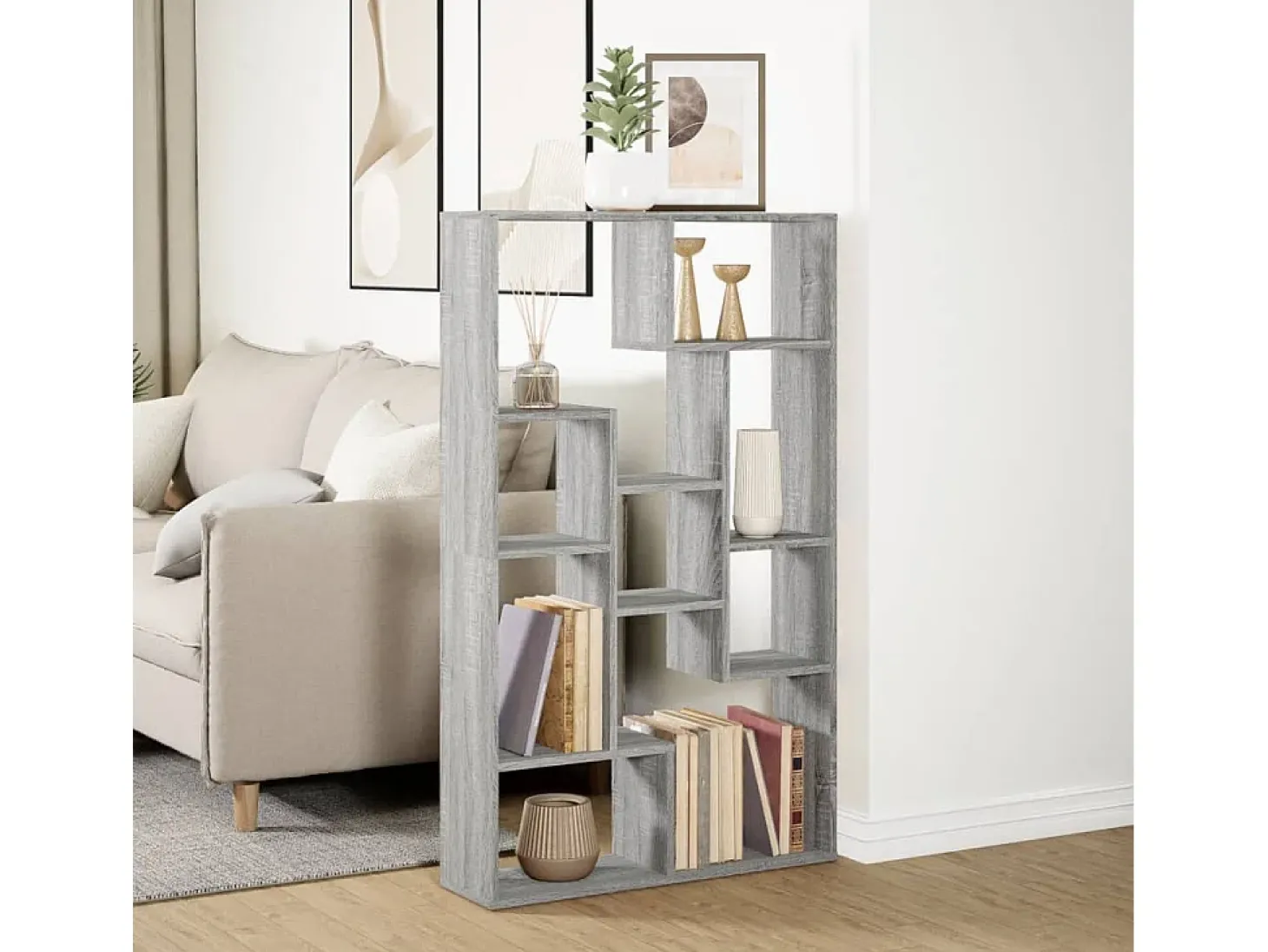 Estantería de madera de ingeniería gris Sonoma 72x20x120 cm