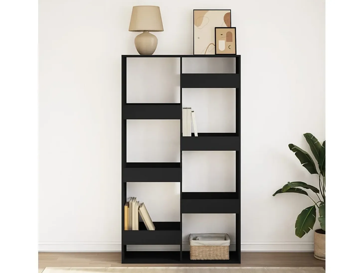 Estantería de madera de ingeniería negra 100x33x175 cm