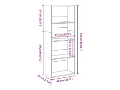 Estantería de madera de ingeniería roble Sonoma 60x30x152 cm