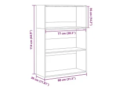 Estantería de madera de ingeniería gris hormigón 80x30x114 cm