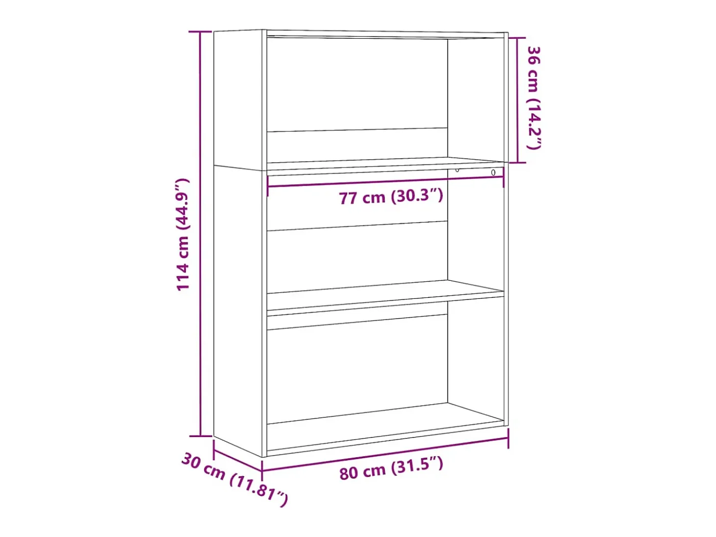 Estantería de madera de ingeniería gris hormigón 80x30x114 cm