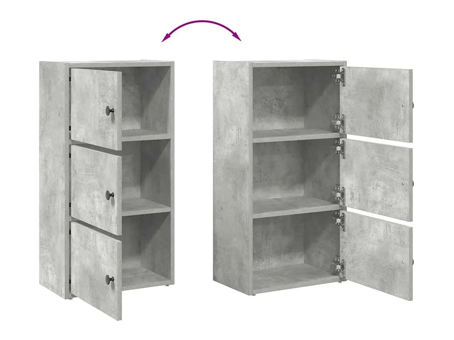 Estantería de madera de ingeniería gris hormigón 40x24x77 cm