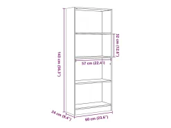 Estantería de madera de ingeniería roble Sonoma 60x24x143 cm
