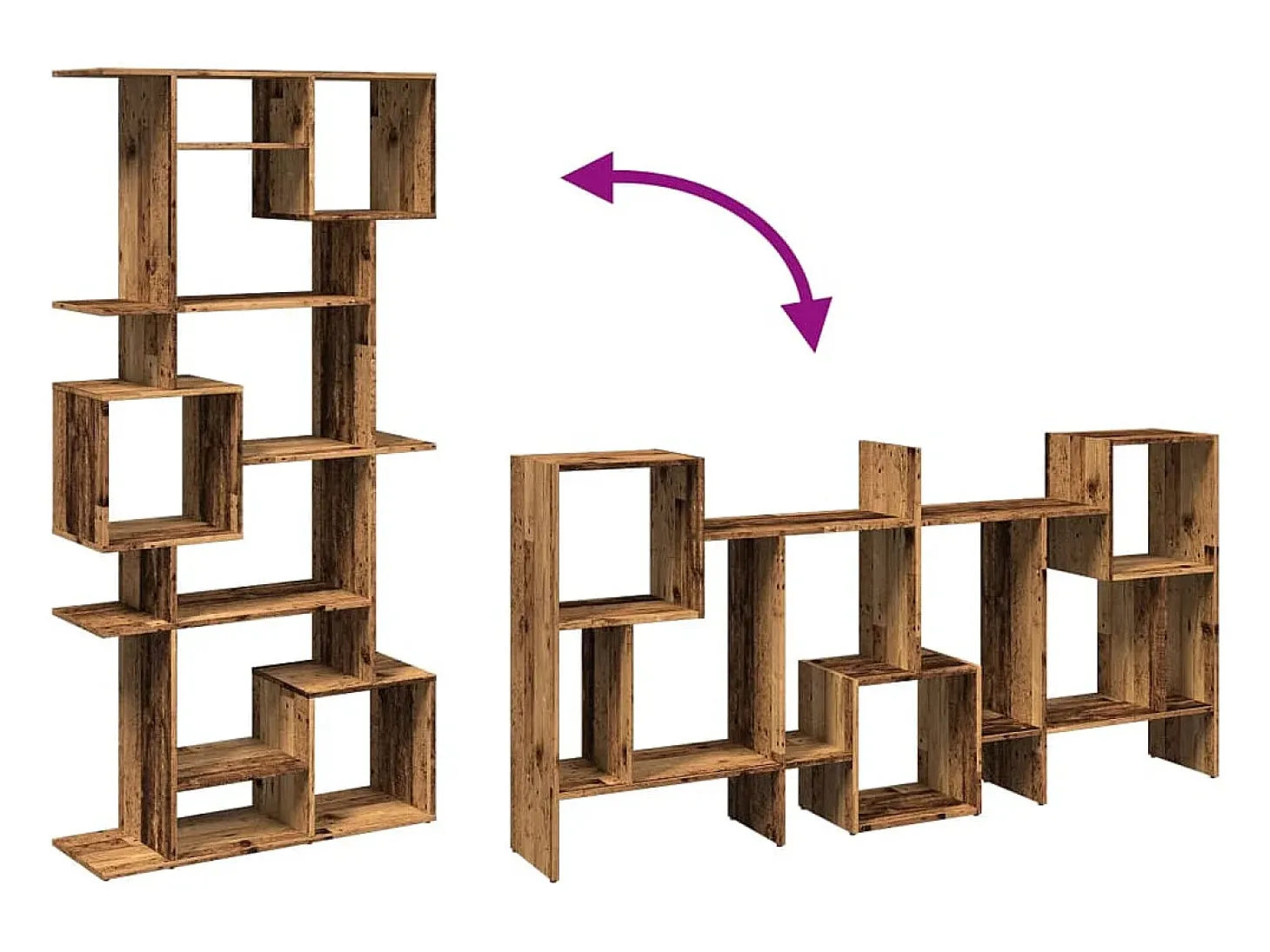 Estantería de madera de ingeniería envejecida 92x29x188 cm