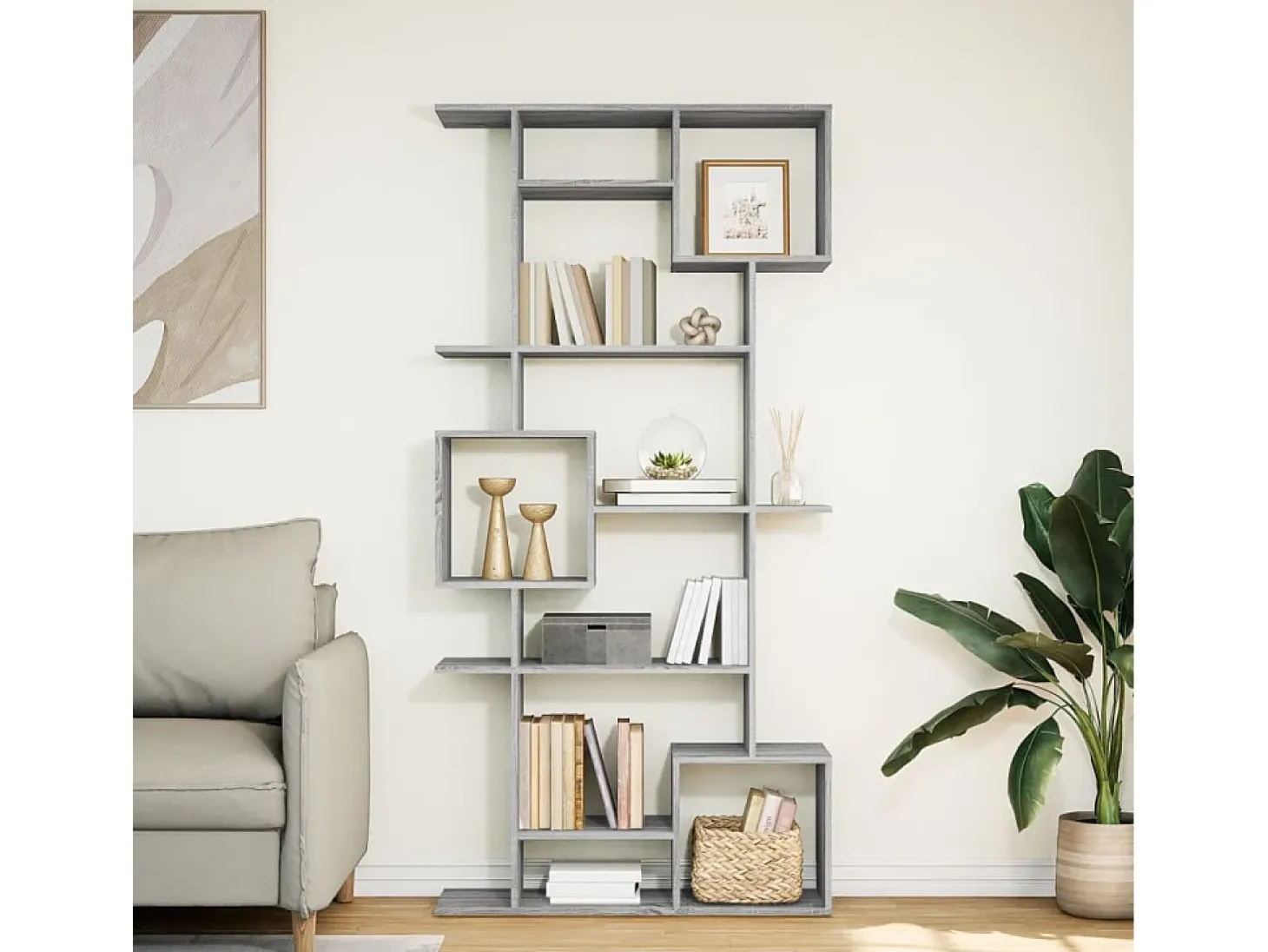 Estantería de madera de ingeniería gris Sonoma 92x29x188 cm