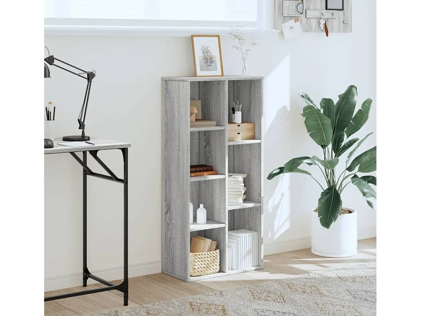 Estantería de madera de ingeniería gris Sonoma 50x25x105 cm
