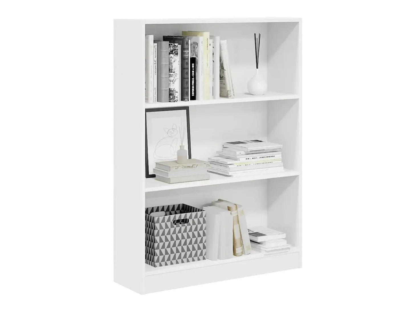 Estantería de madera de ingeniería blanca 80x24x109 cm