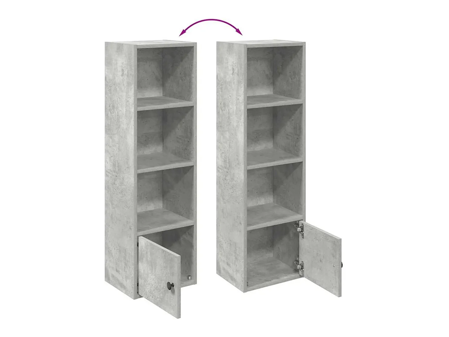 Estantería de madera de ingeniería gris hormigón 31x24x102 cm