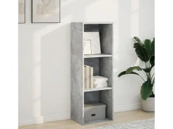 Estantería de madera de ingeniería gris hormigón 40x30x114 cm