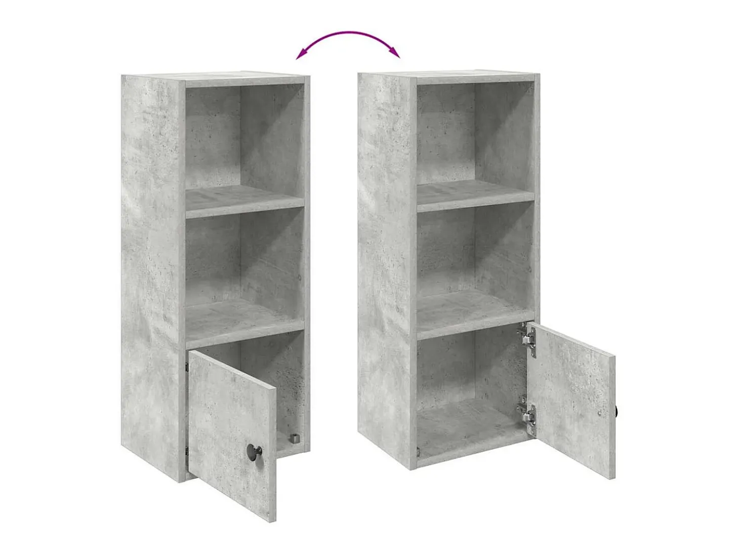 Estantería de madera de ingeniería gris hormigón 31x24x77 cm