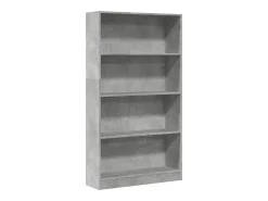 Estantería de madera de ingeniería gris hormigón 80x24x143 cm