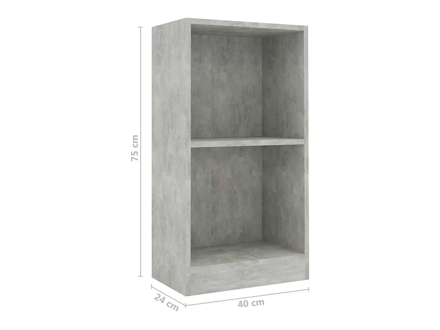 Estantería de madera de ingeniería gris hormigón 40x24x75 cm
