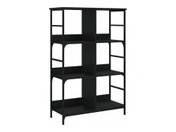 Estantería de madera de ingeniería negra 78,5x33x117,5 cm