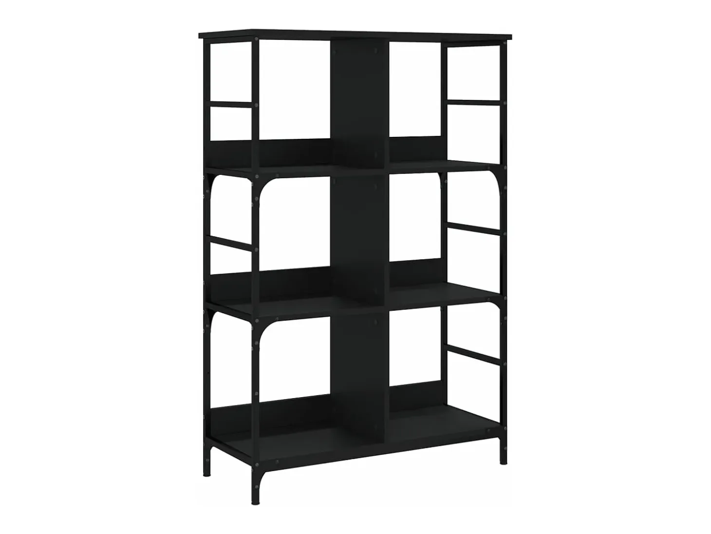 Estantería de madera de ingeniería negra 78,5x33x117,5 cm