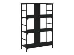 Estantería de madera de ingeniería negra 78,5x33x117,5 cm